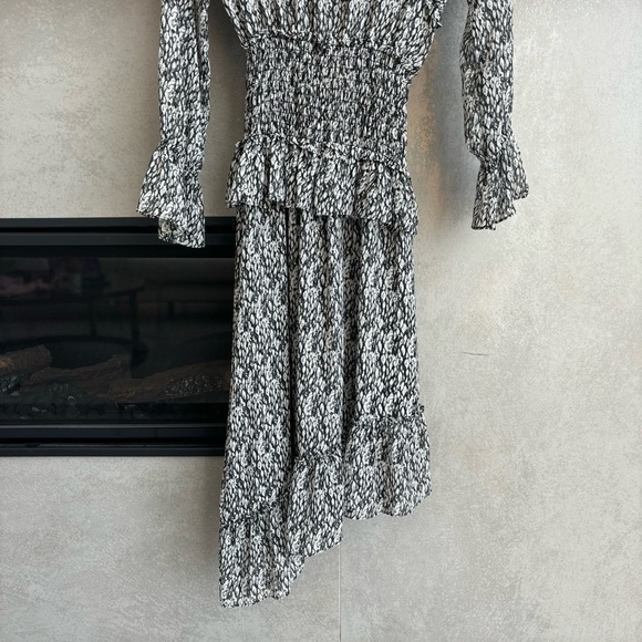 MISA Los Angeles Sophia Asymmetrical Ruffle Smocked Midi Dress, Size XS - Picture 6 of 16
